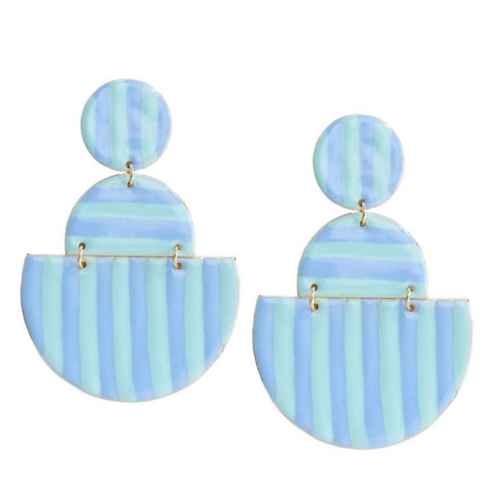 VINEYARD VINES stripe enamel geo link earrings